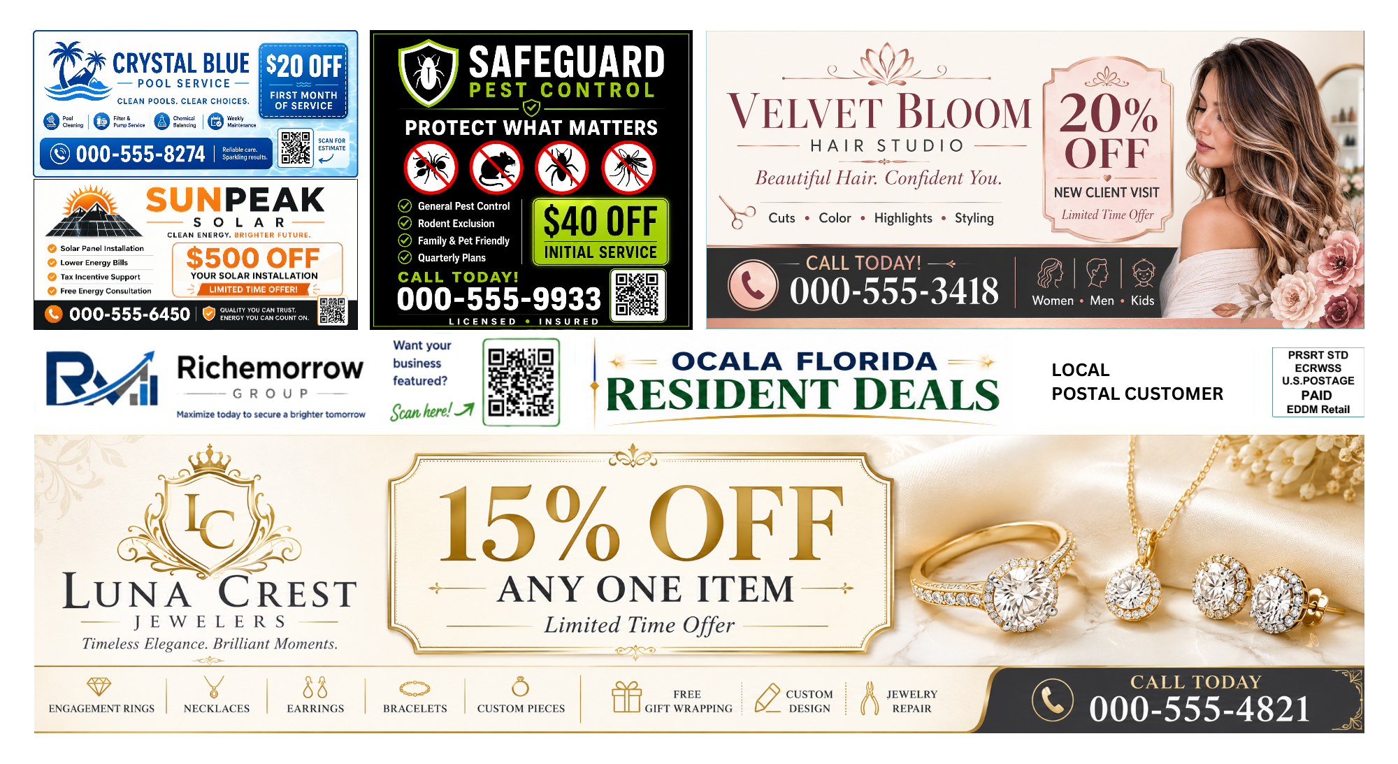 Sample completed mailer, front side